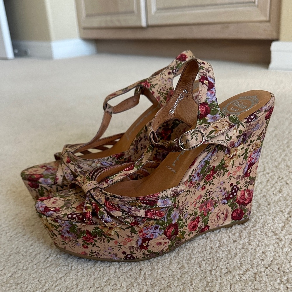 Jeffrey Campbell Floral Wedge Sandals